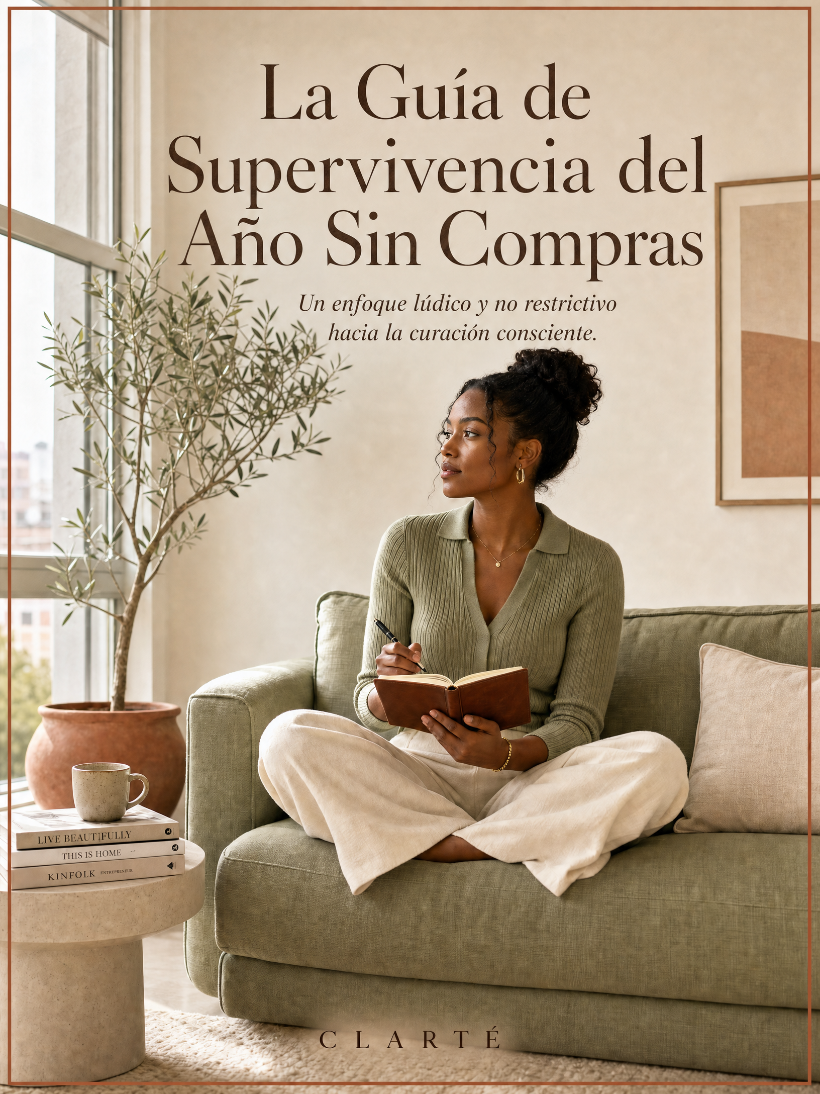 Portada en español de La Guía de Supervivencia del Año Sin Compras por CLARTÉ