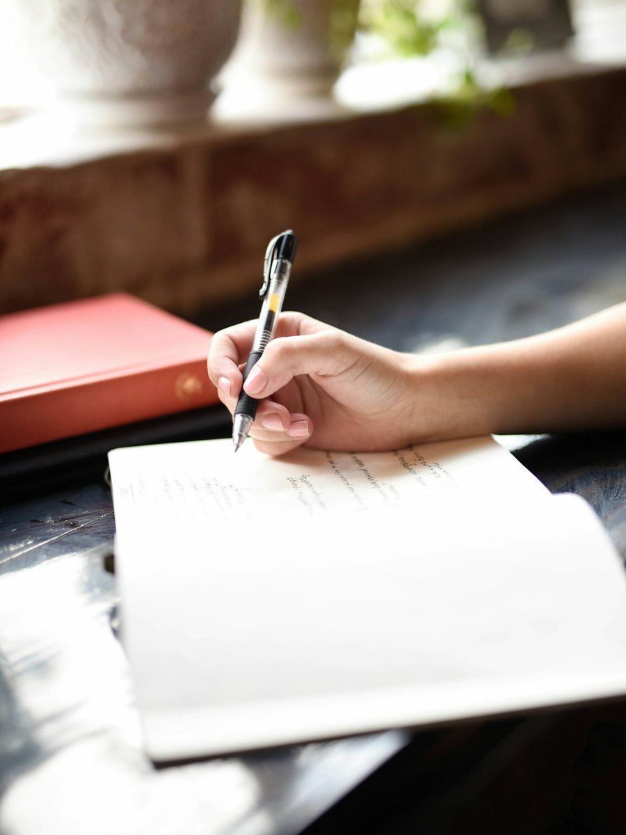 Woman writing — taking action